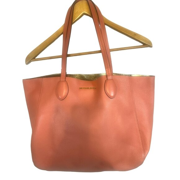 Michael Kors Lg Tote Bag Purse Reversible Cora Gold Detachable Zip Pouch Logo - Picture 1 of 9